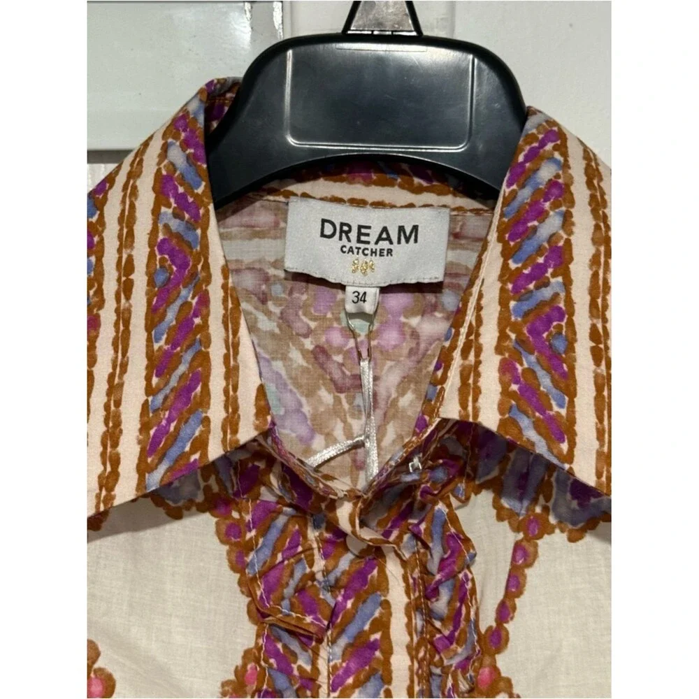 Dream Catcher Women’s Colorful Paisley Poly Mini Shirtdress Size 34 / XS